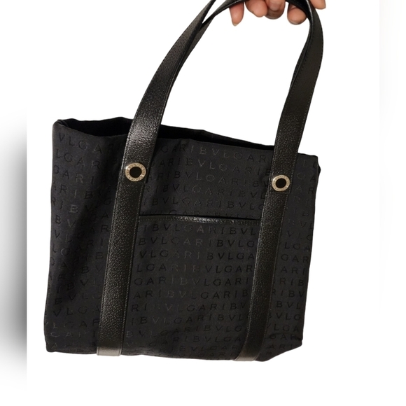 Authentic Bvlgari Canvas Monogram Tote with Leather Trim Black - Picture 14 of 14